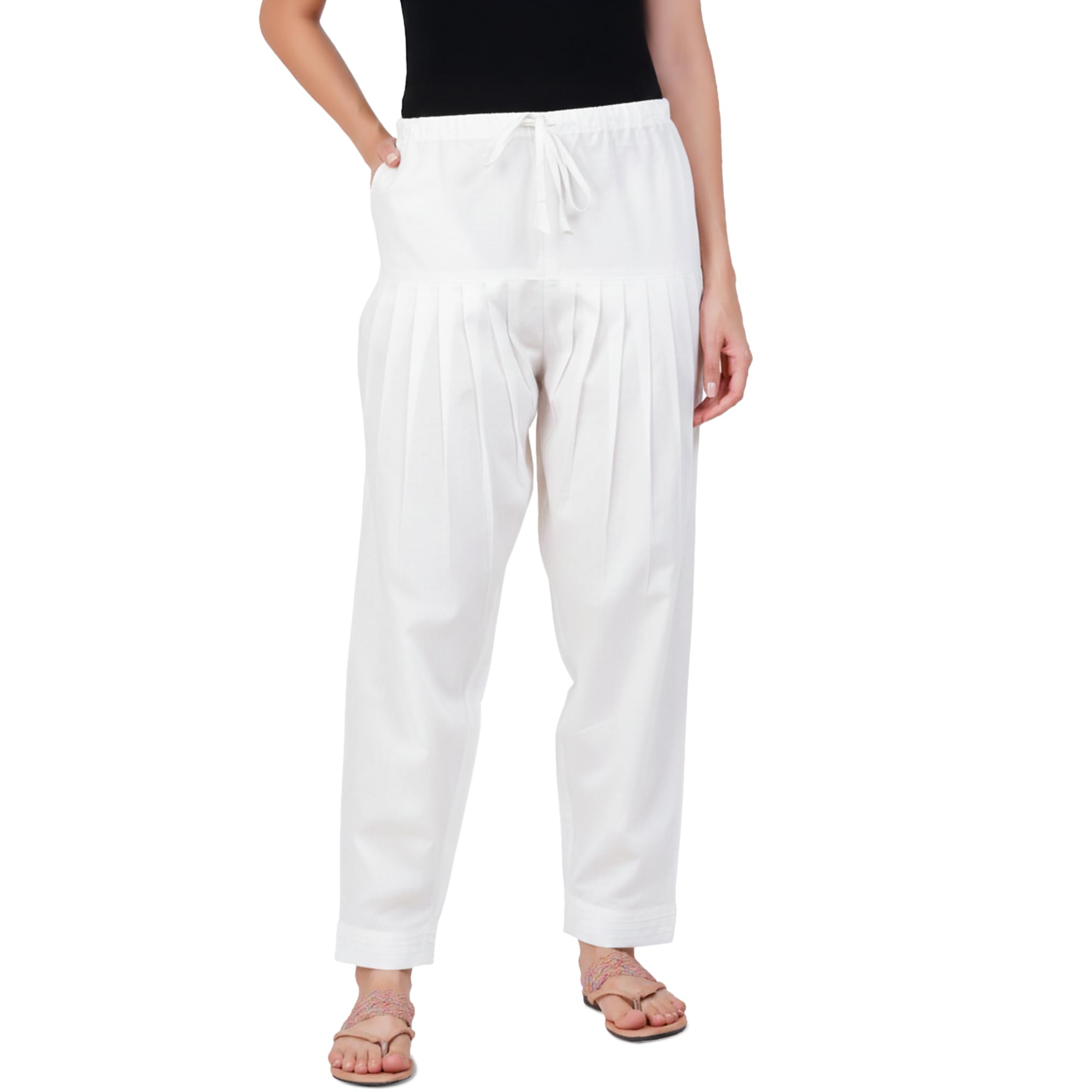 happy bunny Featherlite Semi Patiala Salwar Pant - Pure Cotton Ethnic Trouser for Women - Office, Home - All Day Comfort Wear with Drawstring-picture-44