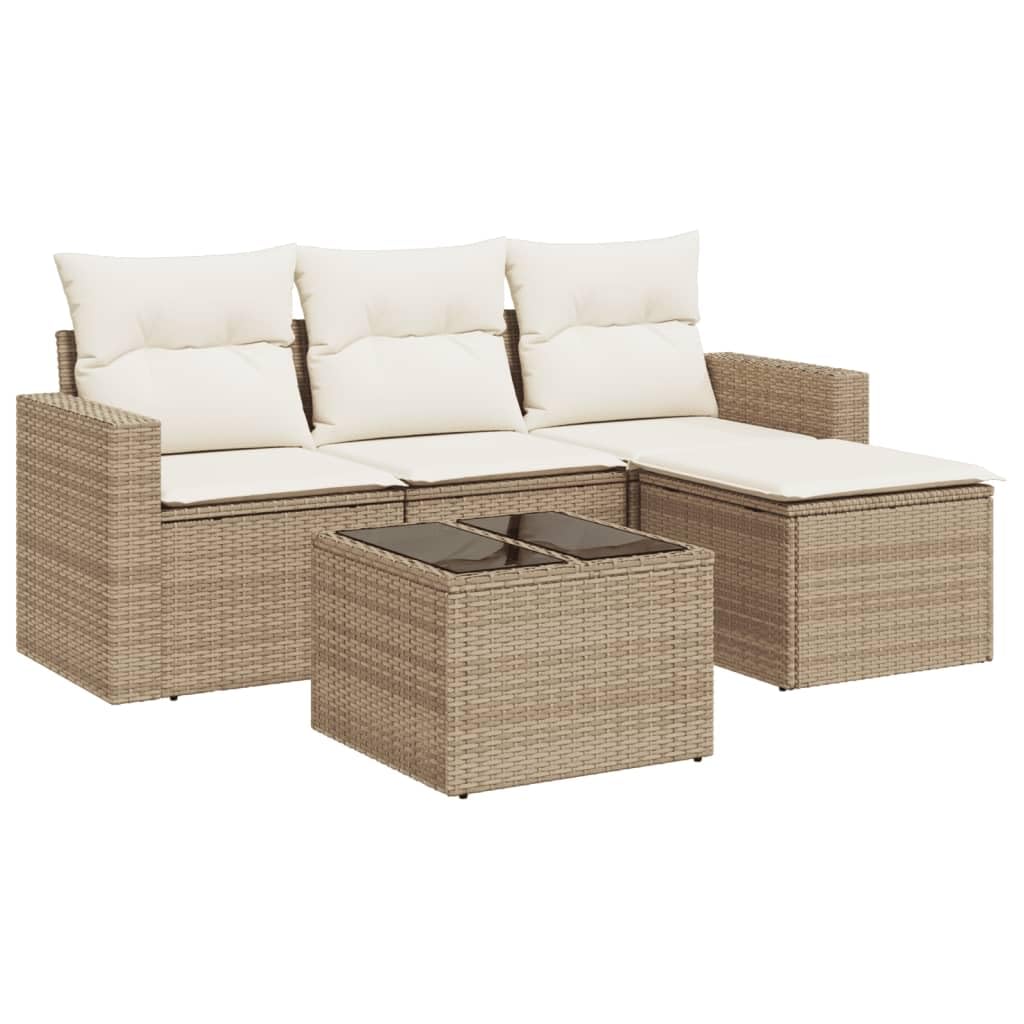 Salon de jardin en résine tressée beige pour moments de détente sur le patio