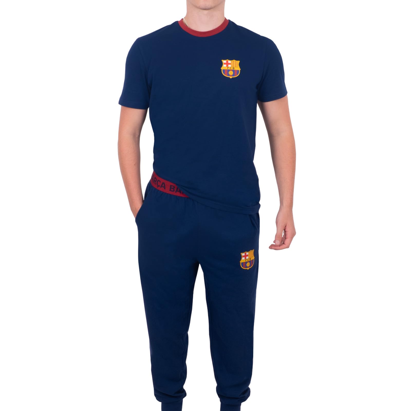 FC Barcelona Mens Pyjamas Long Premium Set Official Football Gift