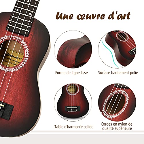 COSTWAY 21 Pouces Ukulélé Kit, Uke En Bois Pour Débutant Enfant Adulte, avec Sac de Transport, Accordeur Numérique… - Les Beatles, Paul McCartney, John Lennon, RIngo Starr, George Harrison COSTWAY 21 Pouces Ukulélé Kit, Uke En Bois Pour Débutant Enfant Adulte, avec Sac de Transport, Accordeur Numérique… – Image 3