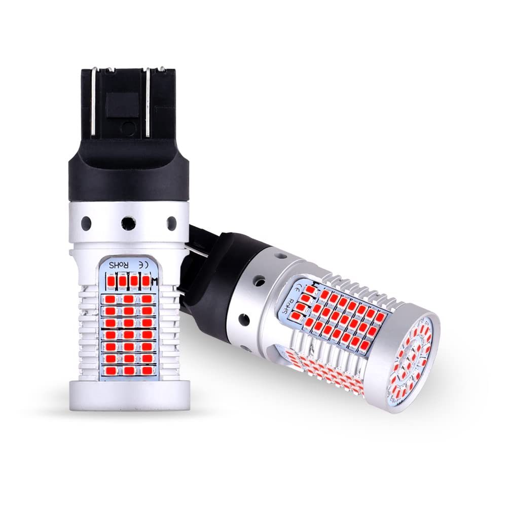 Raryloy7443 7440 7441 7444 T20 W21W LED Lamps LED Bulbs Red Brake Lights CANBUS Error Free for Tail Turn Signal Stop Lights (Pack of 2)