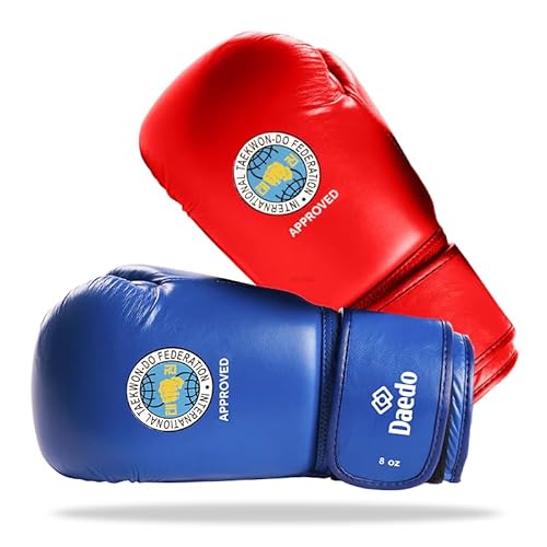 Daedo Blue ITF Taekwondo Gloves – PU Martial Arts Sparring Gloves – 10 oz Lightweight Training Gloves for Youth & Adults - 8oz