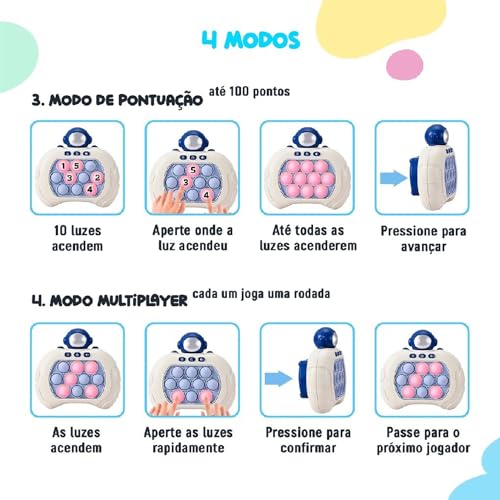 Brinquedo Pop It Eletrônico Puzzle Quick Push Game Anti Stress Mini Gamer Interativo Com Sons e Luze