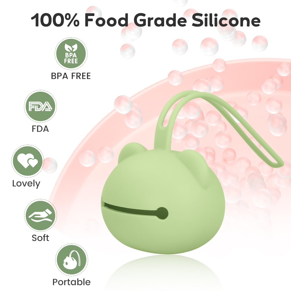 Lot de 2 Boite a Tetine Bebe Silicone pour Bébé, Boite a Sucette Bebe Sans BPA en Silicone pour Sucette, Range Portable Tétine Bébé pour Voyage- Bleu et Vert