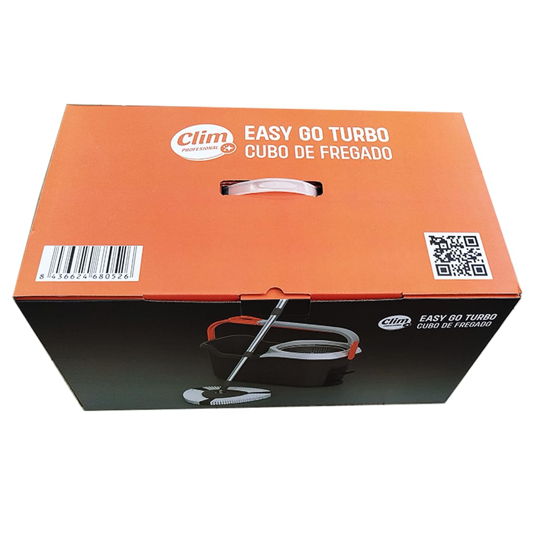 Clim Profesional Cubo Fregado Easy Go Turbo 13L Pedal y Recambio Mopa | Doble Asa, Ruedas, Antisalpicaduras, Compatible Mopas Microfibra, Uso Profesional