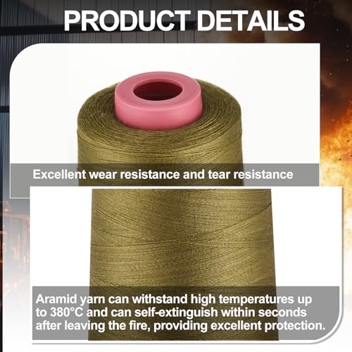 Image of 1 Roll Pack of 1313 Aramid 403 Flame-Retardant Yarn, Temperature Resistant to 200℃ Under No Load, Temperature Resistant to 162℃ Under Load, 2000 Meters (Khaki)