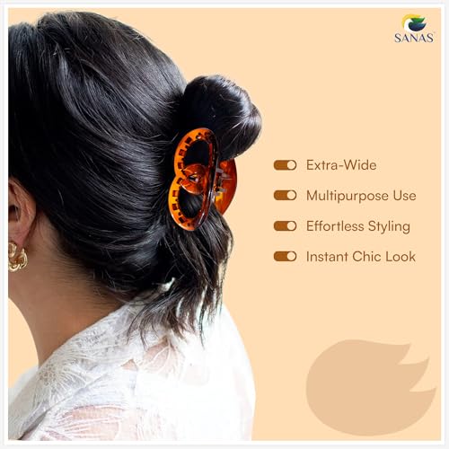 Image of Sanas Hair Clutchers (4Pcs) Hair Clips Claw Magnetic Snap Clip Hair Accessories For Girls Women Octopus Acrylic Transparent Hair Clips 24+ Designs Korean Made Unbreakable Clutchers (4Pcs) (Black & Brown)