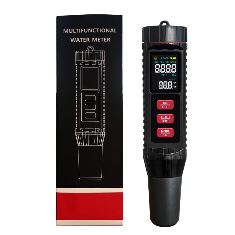 MidingChai Medidor Ph y Cloro Piscina,Tds Medidor Agua PH/Tds/Ec/ORP/G.S./Salinidad/Temperatura,Medidor Tds Con Pantalla Automática Temperatura.,para Piscinas,Acuarios, Agua Potable, Hidroponía.