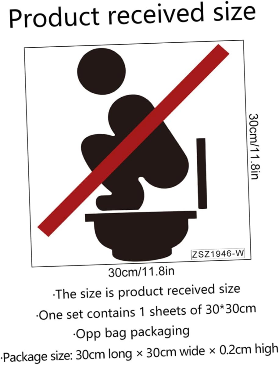 ABOOFAN 2 Sheets Toilet Seat Lid Sign Sticker Removable Cling Adhesive Restroom Warning Decal for Bathroom Decor Wall Art to Brighten Up Spaces