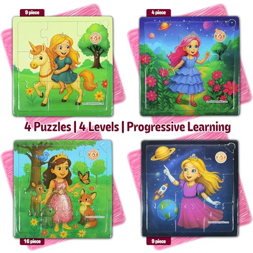 Butterfly EduFields 4-in-1 Princess, Unicorn, Mermaid, Fairy Puzzles for girls Ages 3-5 4-6 | Jigsaw Puzzles for Toddlers | Preschool Learning Educational Toys | Brain teasers Christmas birthday gifts - Image 2