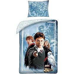 Cubrecama Harry Potter Juego de ropa de cama de algodón 140 x 200 cm + 70 x 90 cm con diseño de Harry Potter Hedwiga