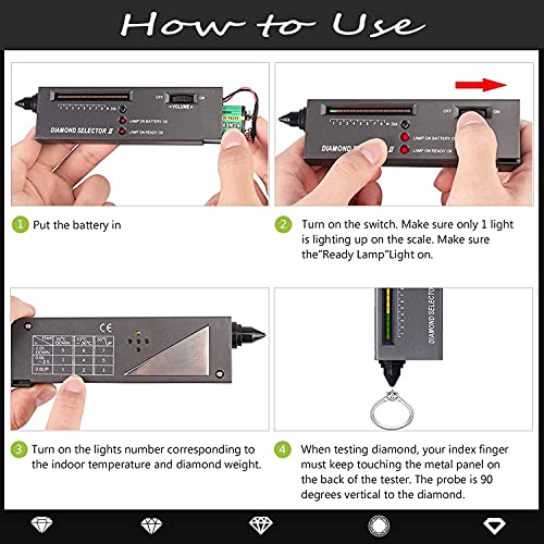 Yult Professional Diamond Testers High Accuracy Practical Portable Diamond Selector for Novice and Expert Jewelry Jade with a Leather Bag and Battery
