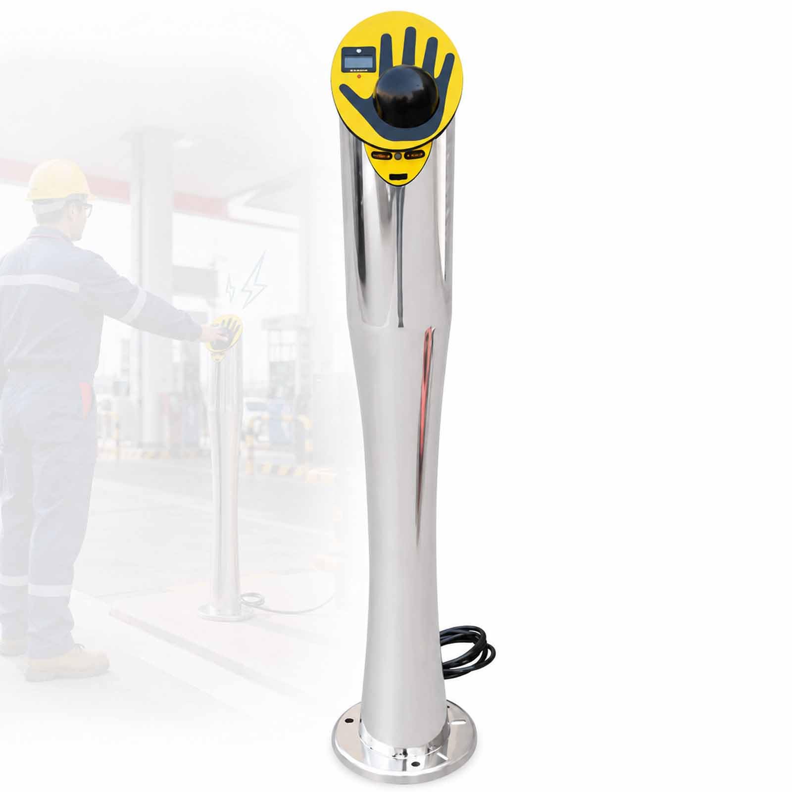 GCYXUC Electronic Intelligent Human Body Static Eliminator, Human Body Electrostatic Discharge Device, Digital Display, Voice Light Alarm, Palm Plate, PE Touch Ball for Gas Station Plant