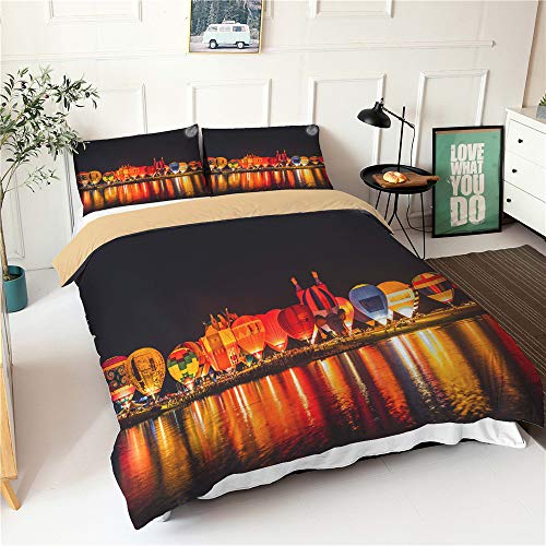 Housse de couette 220x240 cm avec taies et drap imprimés 3D style léger