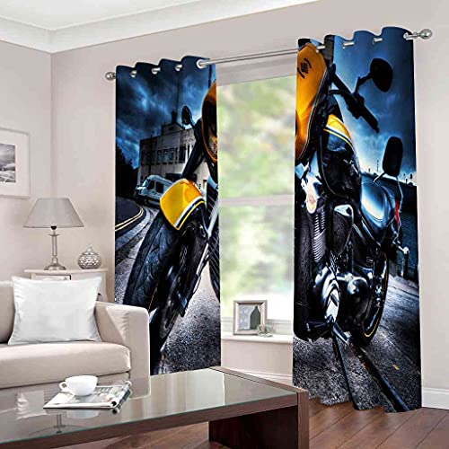 Rideau isolant phonique et thermique à oeillets moto noire - 3
