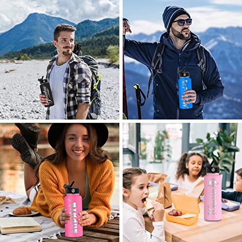 Custom Water Bottles Personalized With Straw Lid 24 Oz Customized Stainless Steel Water Bottles With Engraved Names Double Wall Insulated For School Sports #TOP4