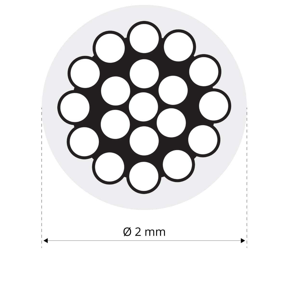 Seilwerk STANKE lina stalowa ocynkowana w PVC, 30m 2mm 1x19, 4x tuleje, 2x kausze ze stali nierdzewnej
