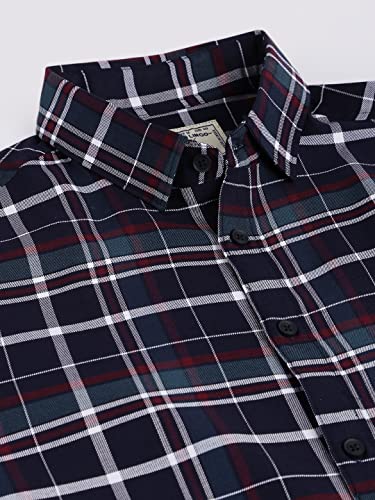 Image of Dennis Lingo Checkered Slim Fit Casual Shirt with Spread Collar for Men