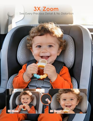Image of Baby Car Camera USB with No.1 Clarity , 5'' HD 1080P IPS Baby Car Monitor with 3X Zoom, Backseat /Carseat /Rear Seat Camera With Ultra Night Vision, Easy No-Damage Install, S100P(5inch Black)