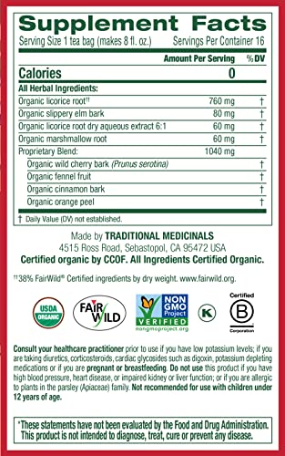 Traditional Medicinals Organic Throat Coat Herbal Tea, Supports Throat Health - 16 Count (Pack Of 2) 32 Tea Bags Total #TOP4