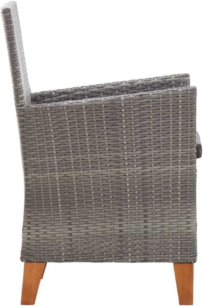 Patio Chairs 2 pcs with Cushions,Outdoor Couch,Outdoor Patio Furniture,Outdoor Dining Chairs,Armchair,Kitchen Chairs,Bistro Set,Lounge Chairs,for Patio,Garden, Poly Rattan Gray