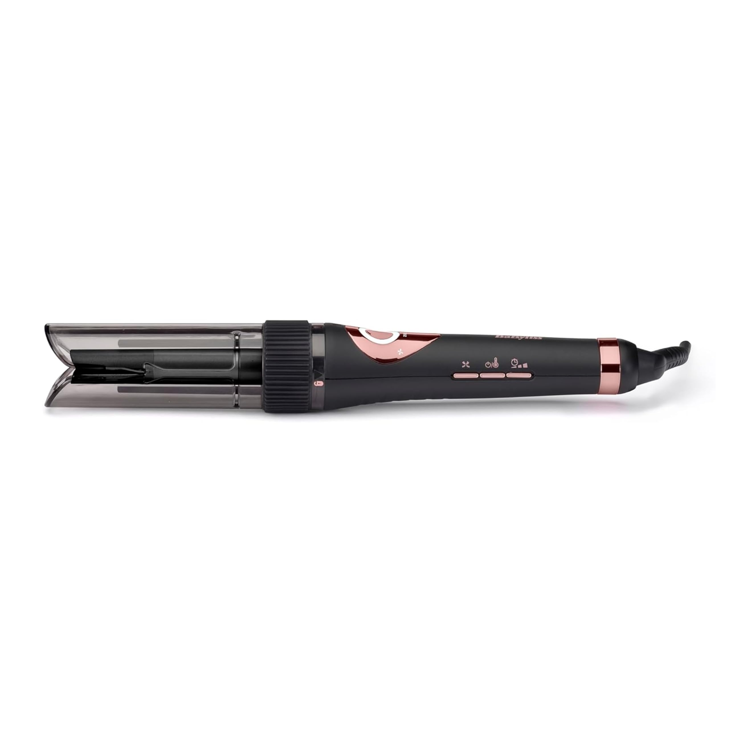 BaByliss Rizador Curl Secret Lite - Rizador Automático, Peinado Rápido y sencillo, 5 ajustes de calor hasta 210°, Ondas sueltas, Rizos duraderos, Peinados fáciles, Negro y Oro Rosa, C1031E