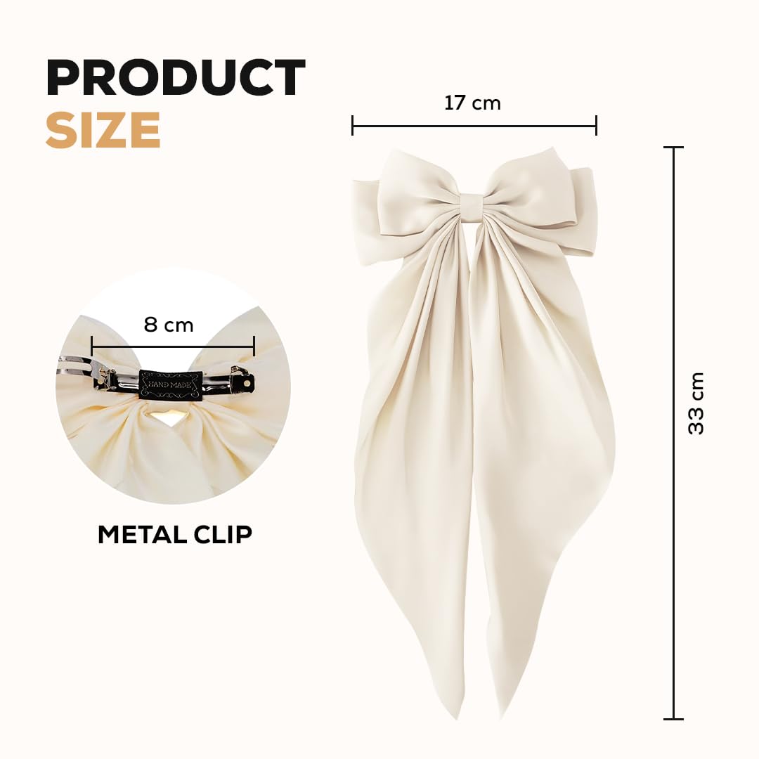 Multibrite Satin Bow Clips, Large Fashion Pins for Thick & Thin Hair, Cute Bows for Weddings, Parties & Everyday Wear, Aesthetic Korean Style Hair Accessories for Women & Girls 4