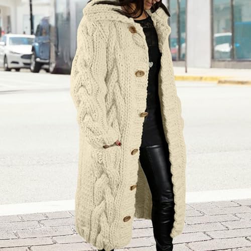 Long Cardigan Sweaters for Womens Fall Cable Knit Casual Coats Long Sleeve Button Open Front Winter Plus Size Sweater3