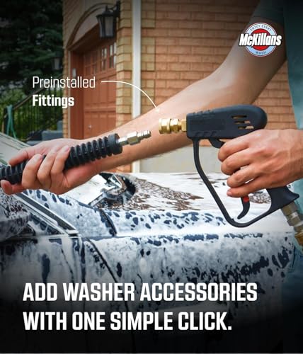 Image of McKillans 2026 Short Pressure Washer Gun with Upgraded Swivel - M22-14mm to 3 /8 Quick Connect Included - High Pressure Water Handle - Power Washer Gun Compatible with Foam Cannon, Car Wash Gun