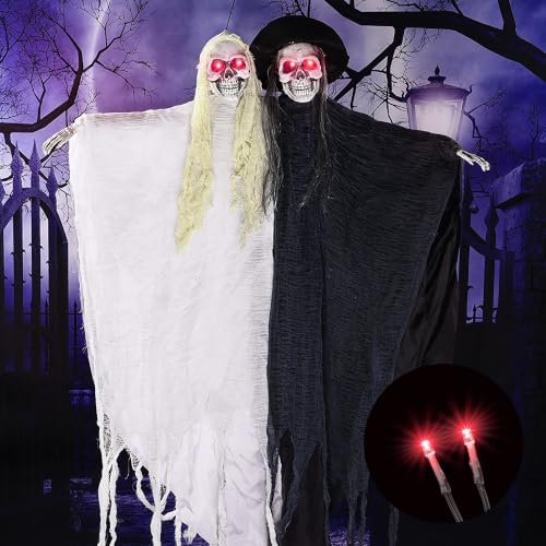 Johiux 4 Stück Halloween LED Leuchtende Augen für Halloween Deko Kostüm Cosplay Masken,Totenköpfe,LED Augen Dekoration (Rot) – Ansicht 5