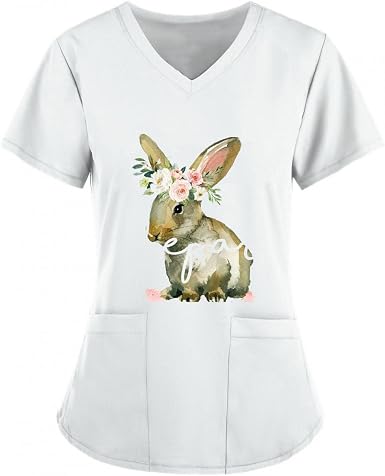 Womens Easter Tops - Egg Rabbit Print 
