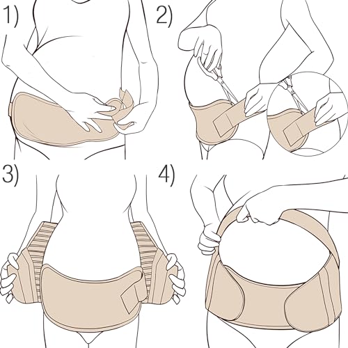 NEOtech Care Cinturón de maternidad Apoyo durante el embarazo - banda para abdomen/cintura/espalda, faja de premamá para el vientre (Beige, L) - imagen 8