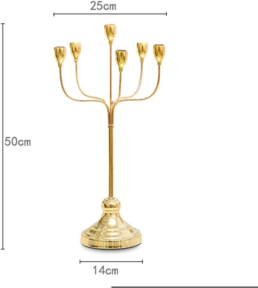 Candle Holder Antique 6 Arm Candelabra European Style Metal Candle Holder for Home Wedding Christmas Party Decoration Candlestick Candlestick Candelabra (Gold)