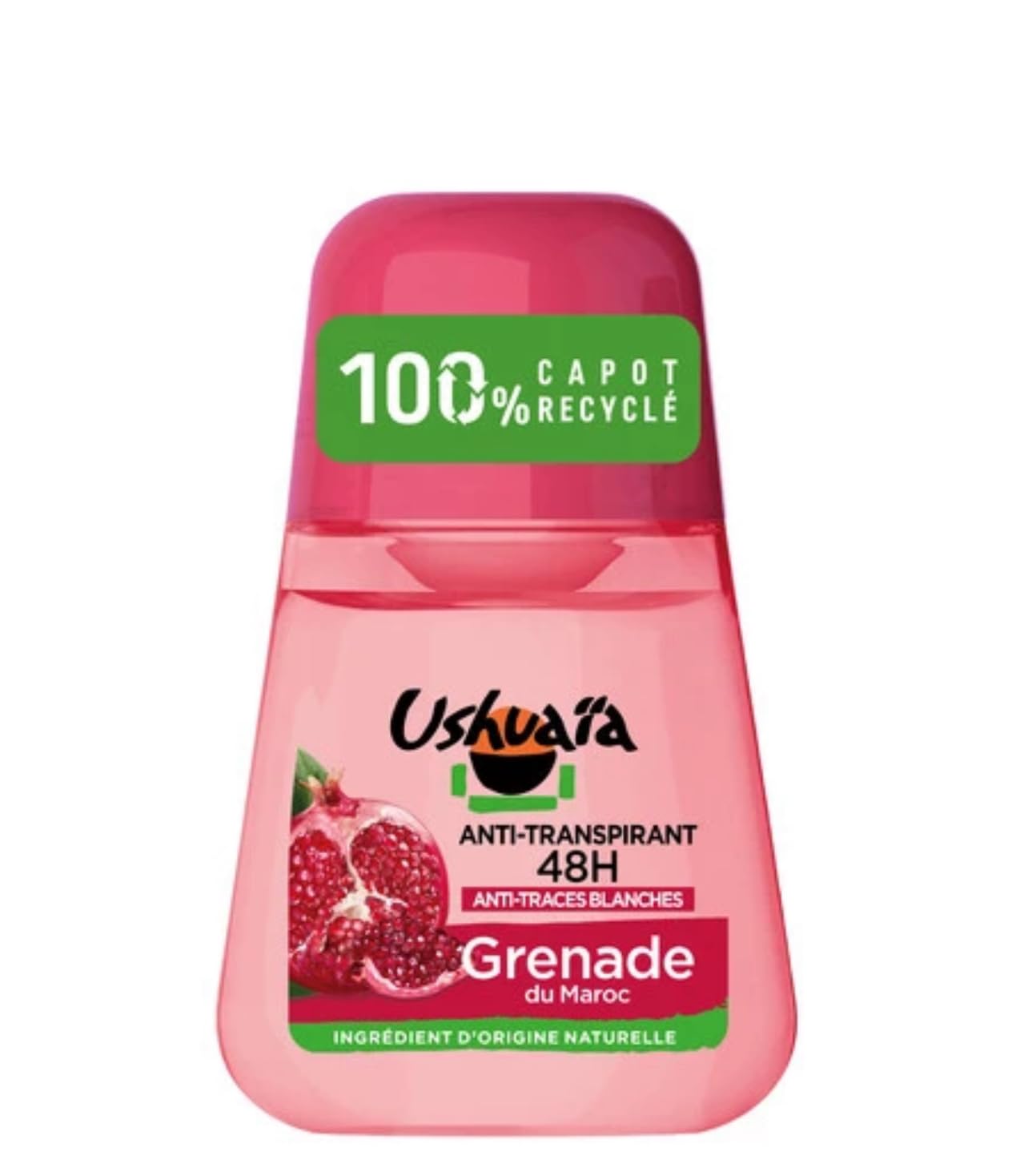 Ushuaïa - Deodorant Femme Bille Parfum Grenade Des Açores Efficacité 48h - 50ml - Pack of 4