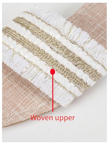 GORGLITTER Women's Braided Boho Sandals Dressy Fringe Square Toe Slides Cute Summer Vacation Flat Sandals4