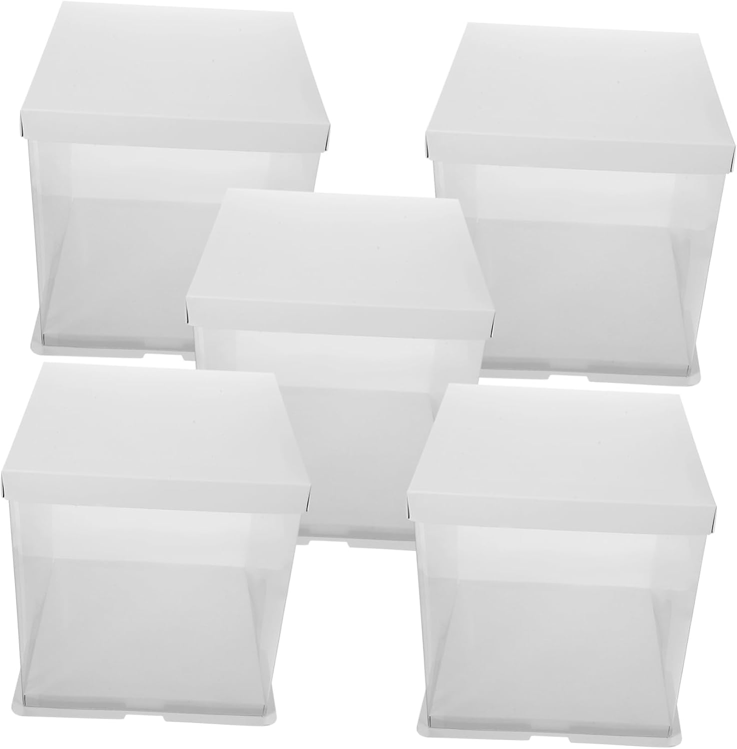 5pcs Cake Display Case Xmas Portable Plastic Reusable for Small Cake