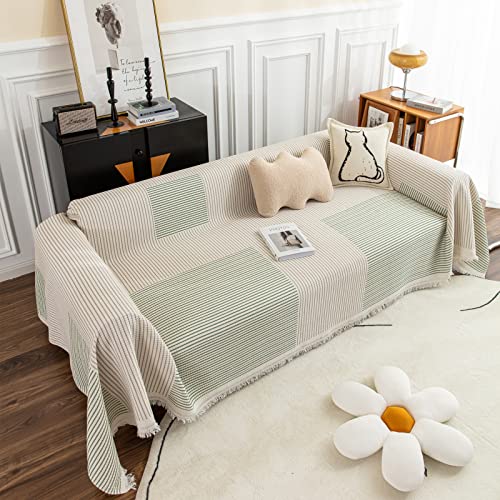 Housse de canapé 1 place 180x130 cm en coton polyester tissé pour salon
