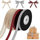 🎀Klassisches Design：Unsere verdrahtete Kante Gingham Bänder Set ist mit 3 hübschen Stilen, einschließlich schwarz und rot kariert, schwarz und weiß kariert, natürliche Flachs Farbe entworfen. Voller Weihnachtselemente, passend zum Thema Weihnachten, bescheren Ihnen eine unvergessliche Weihnachtszeit!