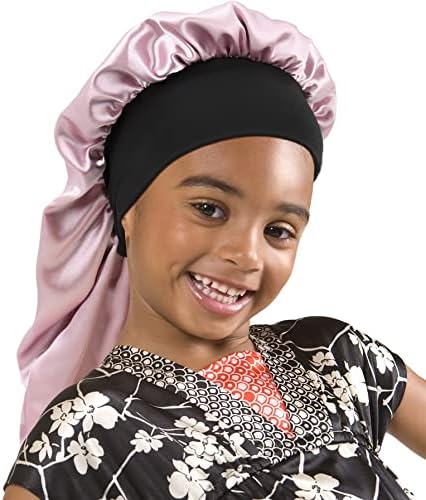 SENGTERM Kids Long Satin Bonnet Girls Sleeping Cap Braids Bonnet for Long Curly Hair