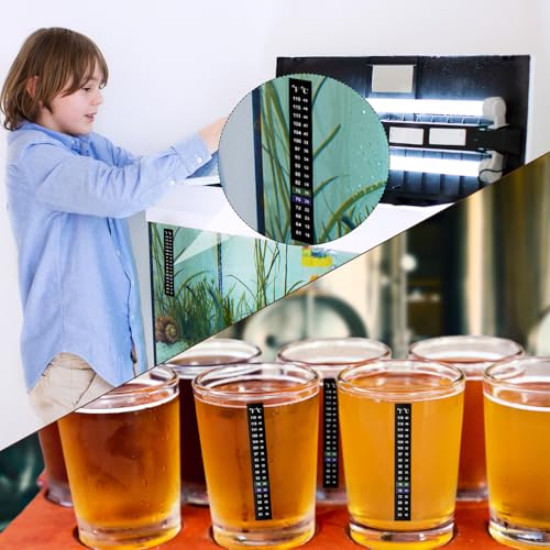 Image of Zonon 24 Pcs Stick on Thermometer Strip for Brewing Fermenting Temperature Sticker Decal Crystal Adhesive 61-118 f (16-48 c) Digital Display Sticker for Wine Beer Aquariums