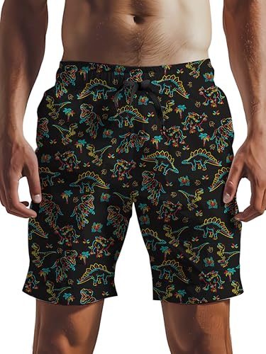 Mens Swim Trunks 7 inch Inseam Quick Dry Board Shorts Running Bathing Suit with Side Pockets Mesh Lining