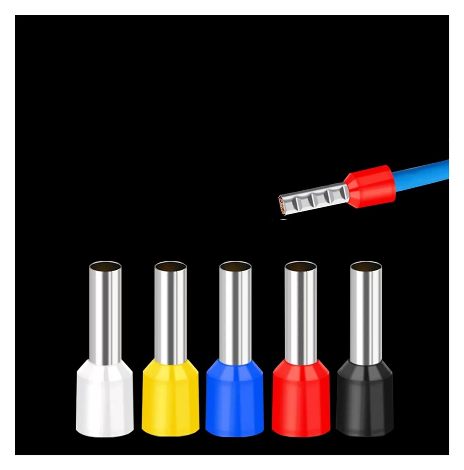 Conectores de cable E0306 terminales aislados de crimpado amarillos para bornas 0.3mm² 7
