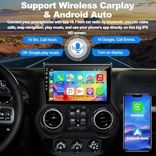 Upgraded Android 13 Car Radio for Jeep Wrangler (2011 2012 2013 2014), 10.2 Inch Car Radio with Carplay&Android Auto Support GPS Navigation, Backup Camera,FM/RDS Radio