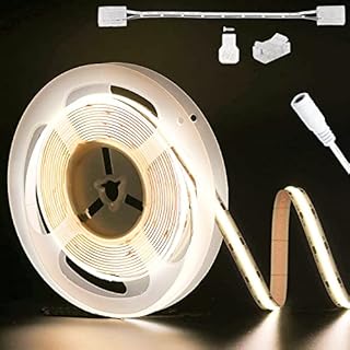 PAUTIX COB White LED Strip Light 4000K DC24V, 6M 504LEDs/M CRI90+ LED Tape, Super Bright for Cabinet, Bedroom, Kitchen DIY Lighting Project with 8mm cob Strip Connector(Power Supply Not Included)