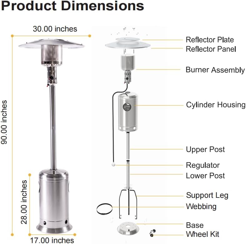 LEGACY HEATING 88in Patio Heater, Outdoor Heater, 47000 BTU image 3