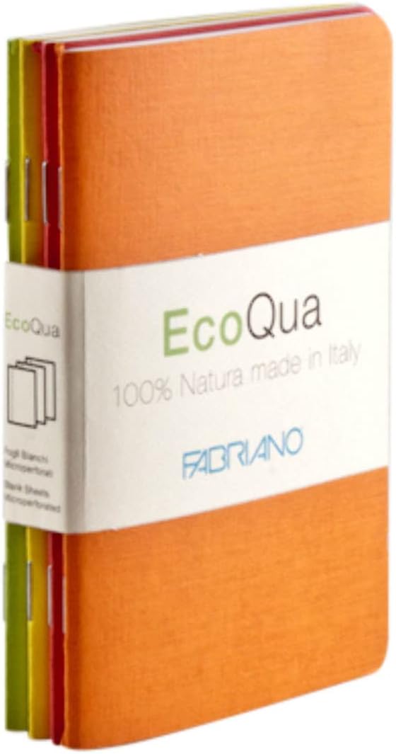 Fabriano EcoQua Pocket-Sized Notebooks, 4-Pack, Dot, Warm Color Covers, Mini