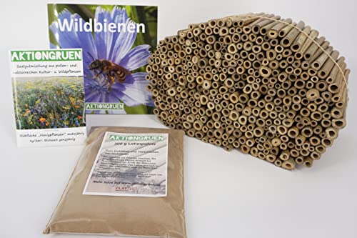 aktiongruen MEGA Pack bamboestokken insectenhotel knutselspullen ca. 300 nestbuizen 12 cm met 300 g leempoeder & meer! - Image 4