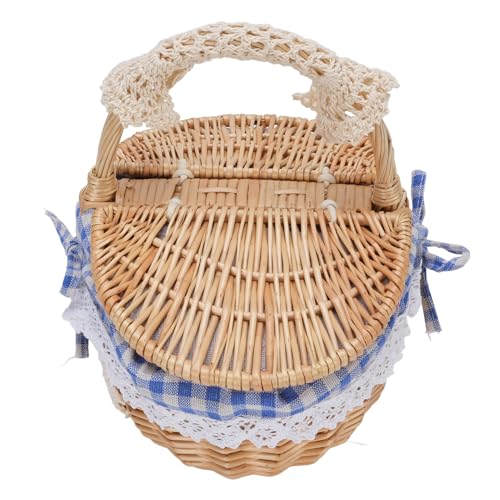 Yinhing Cesta de Picnic con Forro Extraíble Cesta Vacía Elegante para Aventuras Al Aire Libre Cuenta con Tapa y Asa para Viajes de Campamento de Pascua y Celebraciones del Día de la Madre en Cuadros