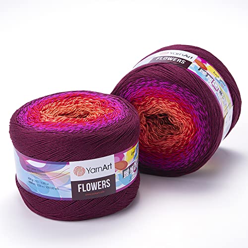 Image of YarnArt Cotton Acrylic Blend - 55% Cotton 45% Acrylic 250gr 1094yds Multicolor Rainbow Crochet Yarn - Fine Sport Yarn - Skein (310)