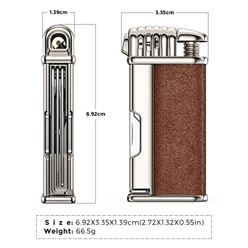 Pipe Lighter with Metal Tools Angled Soft Flame Butane Gas Refillable Gift for Men (Sold Without Gas)